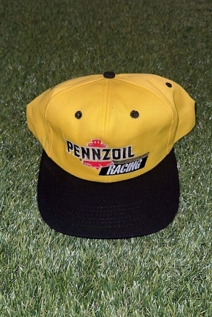Vintage K-Products Pennzoil Racing Embroidered Yellow and Black Strapback Cap